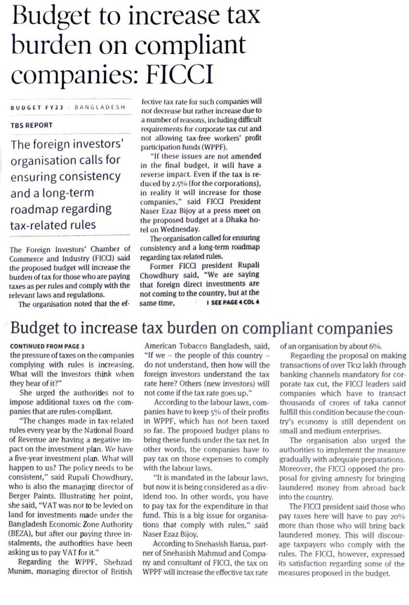 Budget to increase tax burden on complaint companies